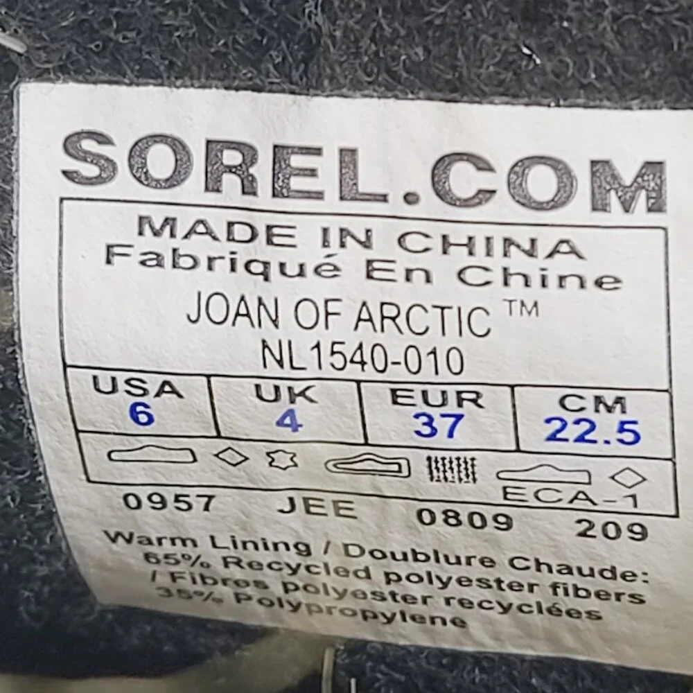 Sorel Women's Black Joan Of‎ Arctic NL2332-920 Mid-Calf Winter Snow Boots Size 6